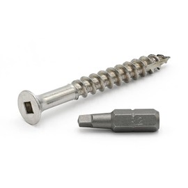 Stainless Steel Deck Screws, #14 x 3-1/2 inch, Square Drive, Type 17 Tip, 18-8 Grade, 50 Pack w/Bit Included