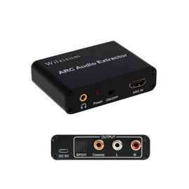 Wilxisum HDMI Arc Audio Extractor, ARC to RCA+Optical+3.5mm+Coaxial Converter/Adapter, RCA,3.5mm Output Volume Adjustable(cec), Suitable for Connecting TV to Sound Systems