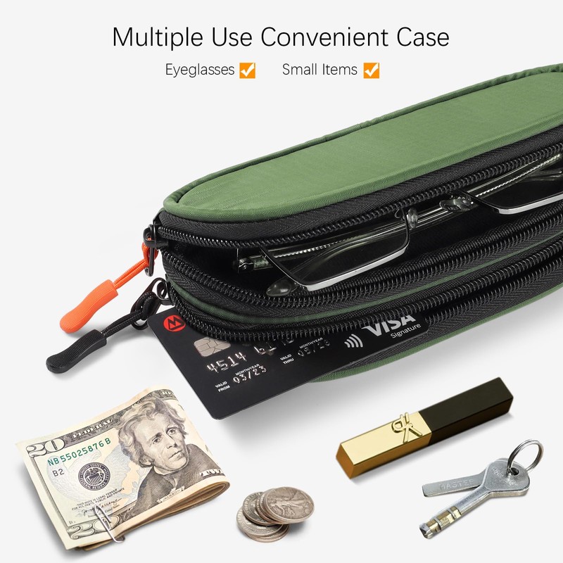Tangoner Double Eyeglasses Case Soft Portable Zipper Sunglasses Pouch with