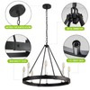 8-Light Farmhouse Wagon Wheel Chandelier, D24" Black Round Chandeliers for