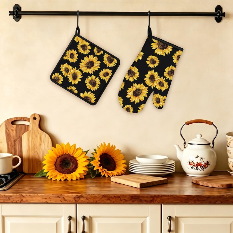 Sabobo Sunflower Gifts Oven Mitts and Pot Holders Set of