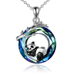 YAFEINI Fox Necklace Sterling Silver Fox and Moon Pendant Women Fox Pendant Necklace Jewellery Gifts for Women, Sterling Silver, Crystal