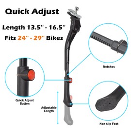 Lumintrail Center Mount Bike Kickstand - Fits 24-29 Inch Bicycles - Bike Kick Stands for Adult Mountain, Cruiser and Road Bike - Quick Adjust Height Kickstand