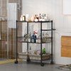 LALFPET 3 Tier Rolling Storage Cart with Adjustable Wire Shelving,