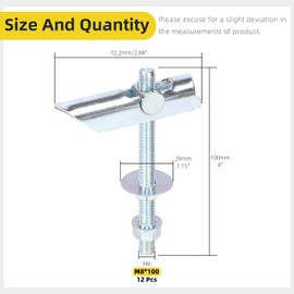 Mardatt 12Pcs M6 x 100mm Heavy Duty Plasterboard Fixings Toggle Bolts, Zinc Plated Steel Drywall Hollow Anchors Wing Spring Toggle Bolts for Fixing Projectors Fans Lamps on Ceilings Cavity Walls