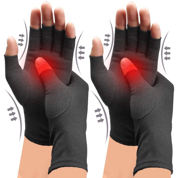 2 Pairs Arthritis Compression Gloves, Relieve Arthritis, Rheumatoid, Osteoarthritis, Carpal Tunnel Pain, Compression Gloves for Arthritis for Women & Men, Gloves for Work, Warm Moisture Absorption