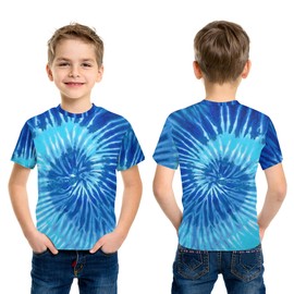 Acoweno Tiedye 3D Graphic T Shirts for Boys Girls Kids, Casual Crewneck Short Sleeve Tops Tees for Teens 6-16 Years