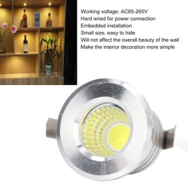 Kuuleyn Shower Lights for Inside Shower, Led Spotlight Indoor,Mini Recessed COB Spotlight Stable Heat Dissipation LED Recessed Ceiling Light 3W Silver Lamp Body AC85‑265V(6000K-Positive White Light)