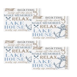 DECOPOW Nautical Set of 4 Clothes Placemats Perfect for Family Dinners Lake House Placemats 13 Inches X 18 Inches