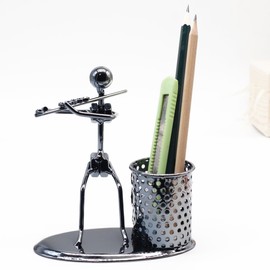Creative Office Desktop Accessories Musical Instrument Metal Pen Pencil Holder Children Toy Gifts (Flute)