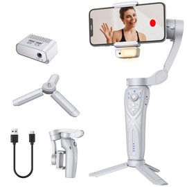 JESWO AI Estabilizador Celular 3 Ejes, Gimbal Celular Profesional con Seguimiento de Cara/Objeto y Control Gestos, Plegable Portátil, para Grabación de Vídeo y Fotografía, para Android y iOS