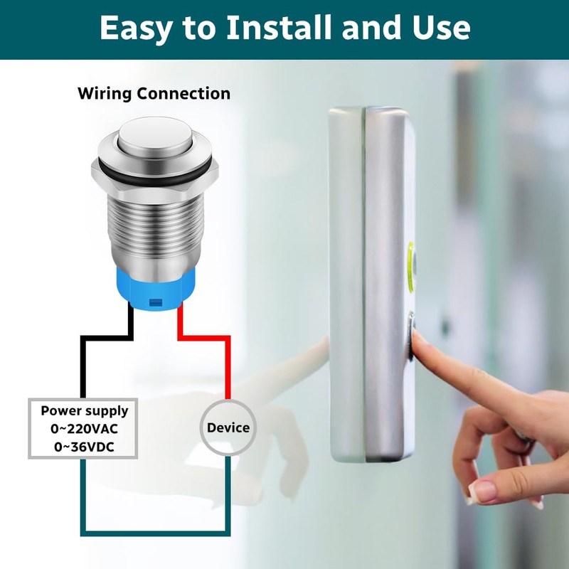 HOTUT 6 Pieces 12 mm Latching Push Button Switch, Waterproof