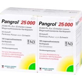PANGROL 25,000 Hard Cps.with Gastric Juice Coating Pell Pack of 200