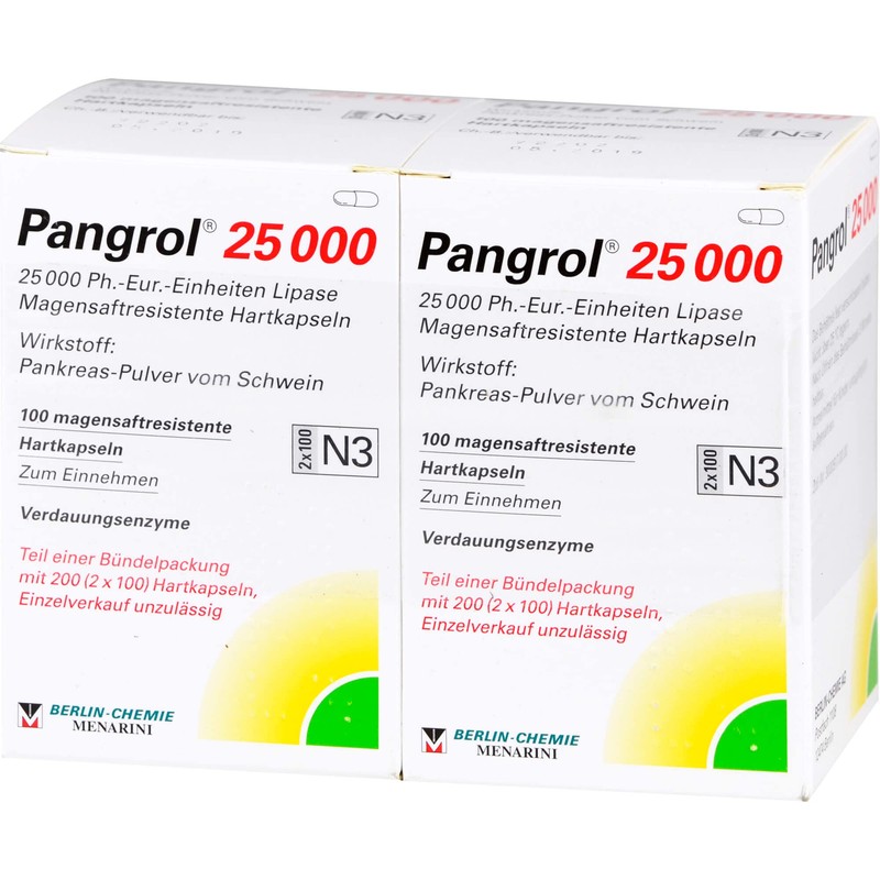 PANGROL 25,000 Hard Cps.with Gastric Juice Coating Pell Pack of