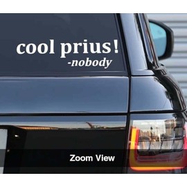 Printbeat Cool Prius Said Nobody Ever Vinyl Decals Stickers for Cars, Vans, Trucks, and laptops (White 2x4)
