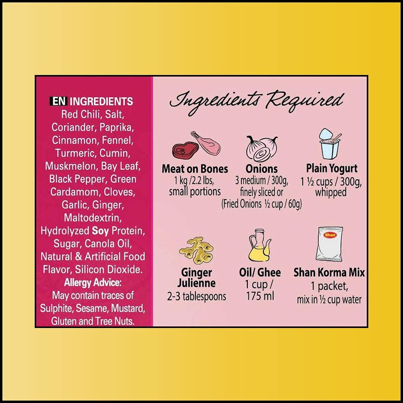 Shan - Korma Masala Seasoning Mix (50g) - Spice Packets