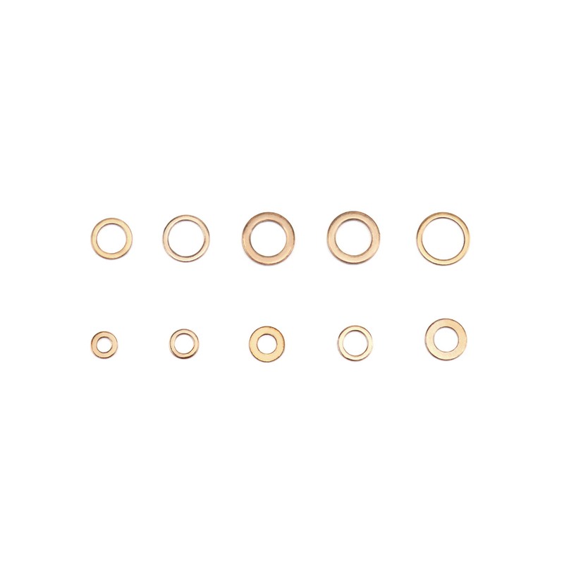 QWORK® Copper Washers Assorted Kit, 200 Pcs Flat Copper Sealing