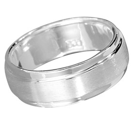 Vinani RIL Unisex Ring for Men and Women - Two Bands Matte Shiny Slim Classic Timeless 925 Sterling Silver Partner Ring, Sterling Silver, plain