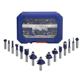 WORKPRO 15-Piece Milling Cutter Set, Shank 8 mm, Router Accessories for Wood with Storage Case