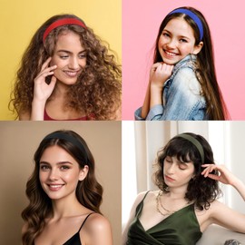 Wecoe 10 Pack Satin Headbands 1.3 Inch Wide Red Black Green Purple Brown Blue Headband Women Girls Non Slip Fashion Hair Bands Diy Costume Hair Accessories Women Girls Diademas Coreanas Para Mujer