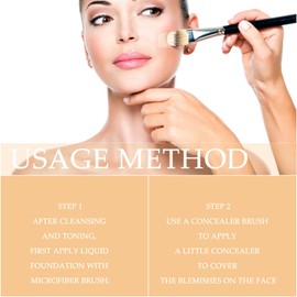 Double Head Concealer, 2-In-1 Foundation Anti-Wrinkle Concealer Invisible Pore Concealer Liquid Concealer With Brush, Durable Waterproof Concealer Long Lasting Makeup Hold