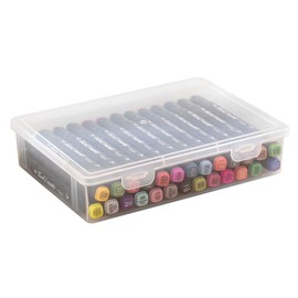 Hnonoxy Plastic Box with Lid, Plastic Storage Box Pens, Transparent Pen Boxes, Pen Box, Plastic Pen Box Organiser, Storage Box for Stationery, Cosmetics, Tool Parts (M)