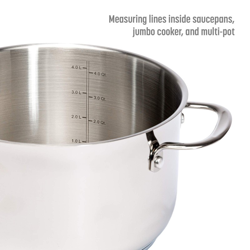 Goodful 12-Piece Classic Stainless Steel Cookware Set with Tri-Ply Base