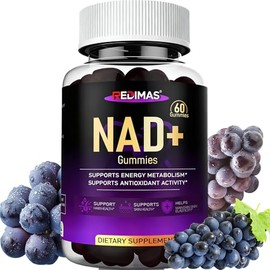 Gomitas NAD+ con resveratrol, colágeno, mezcla multivitamínica nutricional para mujeres y hombres, suplemento masticable natural con sabor a uva, 60 g