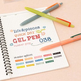 LIVEWORK Korea Life&Pieces 0.38 mm Colorful, Gel Pen for Drawing Writting. Made in Korea (YELLOW GREEN)