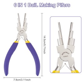 BENECREAT 6 in 1 Bail Making Pliers Wire Looping Forming Pliers with Non-Slip Comfort Grip Handle for 3mm to 10mm Loops and Jump Rings Making