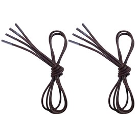 VSUDO Waxed Round 24" Brown Dress Shoe Laces for Men, 1/8" Thin Formal Business Oxford Shoe Strings, Dress Shoelaces for Men (2 Pairs-Brown-060CM)