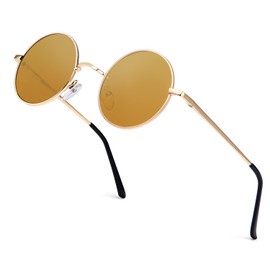 ANYLUV Sunglasses Men's Polarised Round Sunglasses Men Women Classic with UV Protection, 15 Gold/Clear Orange