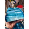 AMOYSTONE Teal Agate Geode Bookends, Unique Natural Crystal Book Holder