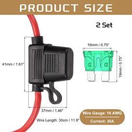DMiotech 2 Pcs Inline Fuse Holder DC 32V 16 AWG Waterproof Blade Fuse Holder 30A for Automotive, Marine, Truck, Motorcycle Green