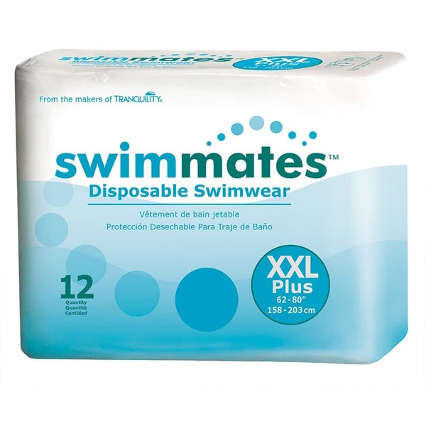 Swimmates Adult Swim Underwear, Pull-Up with Tear-Away Side Seams, Unisex, Disposable, XX-Large (62"- 80" Waist), 12 Count (Case of 4)