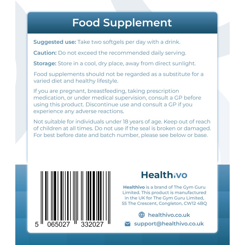 Healthivo® Omega 3 Fish Oil High-Strength 2000mg, UK Made -