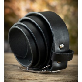 Angus Stoke James Buffalo Leather Belt - Handmade Cowboy Western Belt for Men and Women - Vintage Belt with Metal Buckle, black