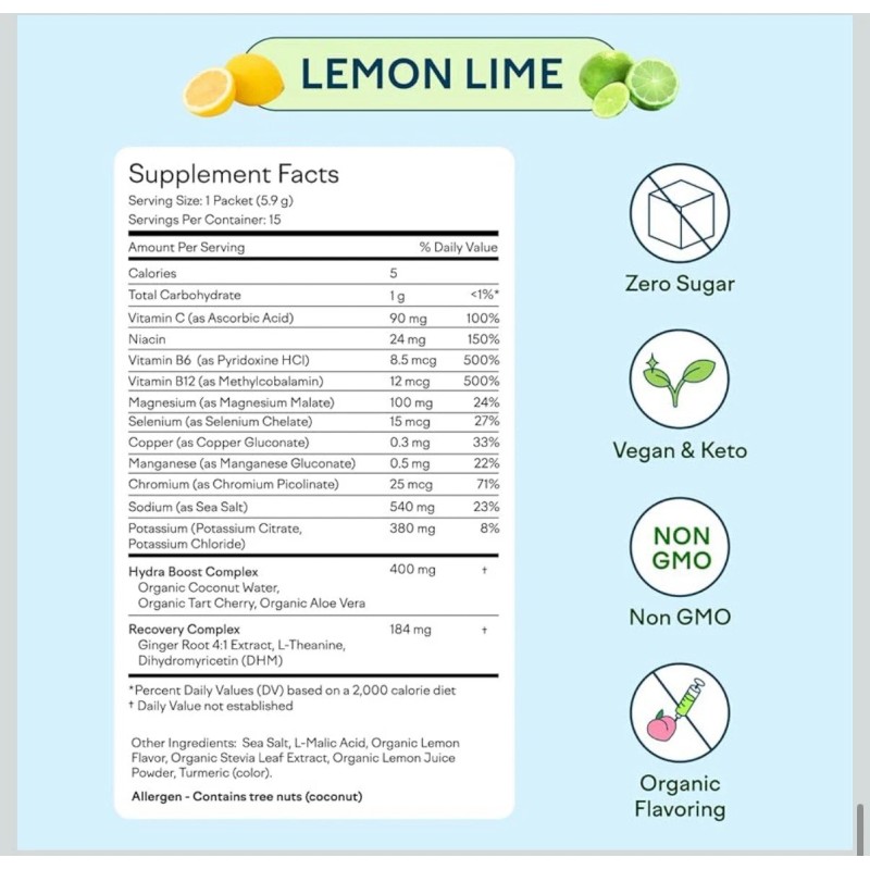 Feel Goods Hydration Hero Electrolytes LEMON LIME 15 Packets Exp