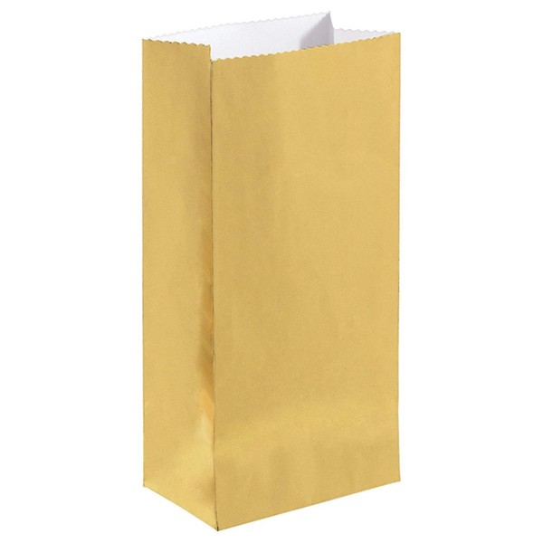 Amscan 371527.19 Foil Mini Paper Bag Gold, 6 1/2" x 3" x 2", 12ct