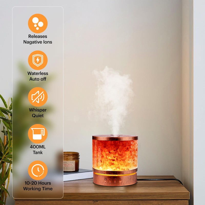 BWJBSW Essential Oil Diffuser Himalayan Salt Lamp Combo 400ml Ultrasonic