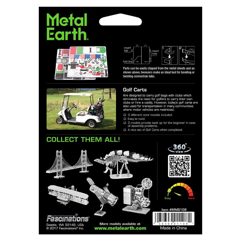 Metal Earth MMS108 502451 Golf Cart Set Construction Toy
