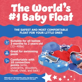 MAMBOBABYFLOAT Sunny Navigator Baby Pool Float with Canopy 2025 — Safe, Comfortable, Adjustable American Flag Pool Float w/Sun Protection, Air-Free Foam Technology, 5-Way Buckle System