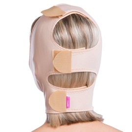 LIPOELASTIC FM Special - Post Surgery Compression Facemask Covers with Hook-and-Loop Fastener - Neck and Chin Compression Wrap, Jowl Tightening