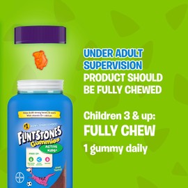 FLINTSTONES Active Kids Multivitamin Gummies - Multivitamins for Kids, Kids Gummy with Vitamin D and Calcium, Free of Artificial Sweeteners, Free of Aspartame, 60 Gummies