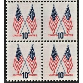 1973 50- & 13-Star Flags Block of 4 10c Postage, Sc# 1509, MNH, OG