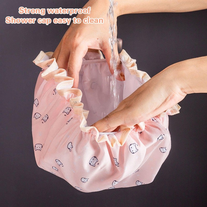 Pack of 3 Kitten Printed Shower Cap, Cute Cartoon Shower