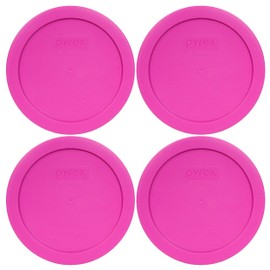 Pyrex 7201-PC 4 Cup Pink Food Storage Replacement Lids (4-Pack) - Made in USA