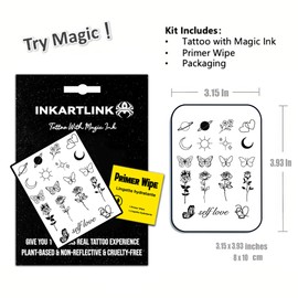 INKARTLINK Semi Permanent Tattoos, Tattoos for Women, Holiday Tattoos, Party Favors, Lasts 7-15 Days, Waterproof and Non-reflective, Unique Design(Simple line pattern)