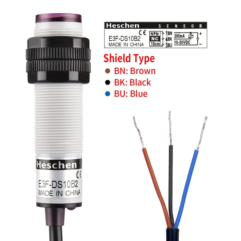 Heschen M18 Column Infrared Photoelectric Proximity Switch, Diffuse Reflection Type,