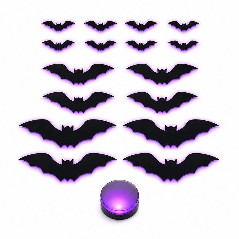 36-Piece LED 3D Halloween Bat Wall Decorations – Light-Up Flying